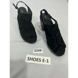 Womans Aerosoles Size 9.5 Black Vented Peep Toe Sling Back Heel Sandal